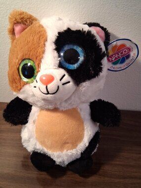 New Nanco Calico Cat Plush 10” White Black Brown Stuffed Animal Toy Big Eyes